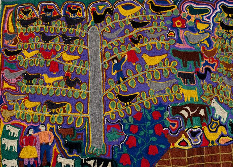María Riquelme, detalle árbol con pájaros María Riquelme, detalle árbol con pájaros